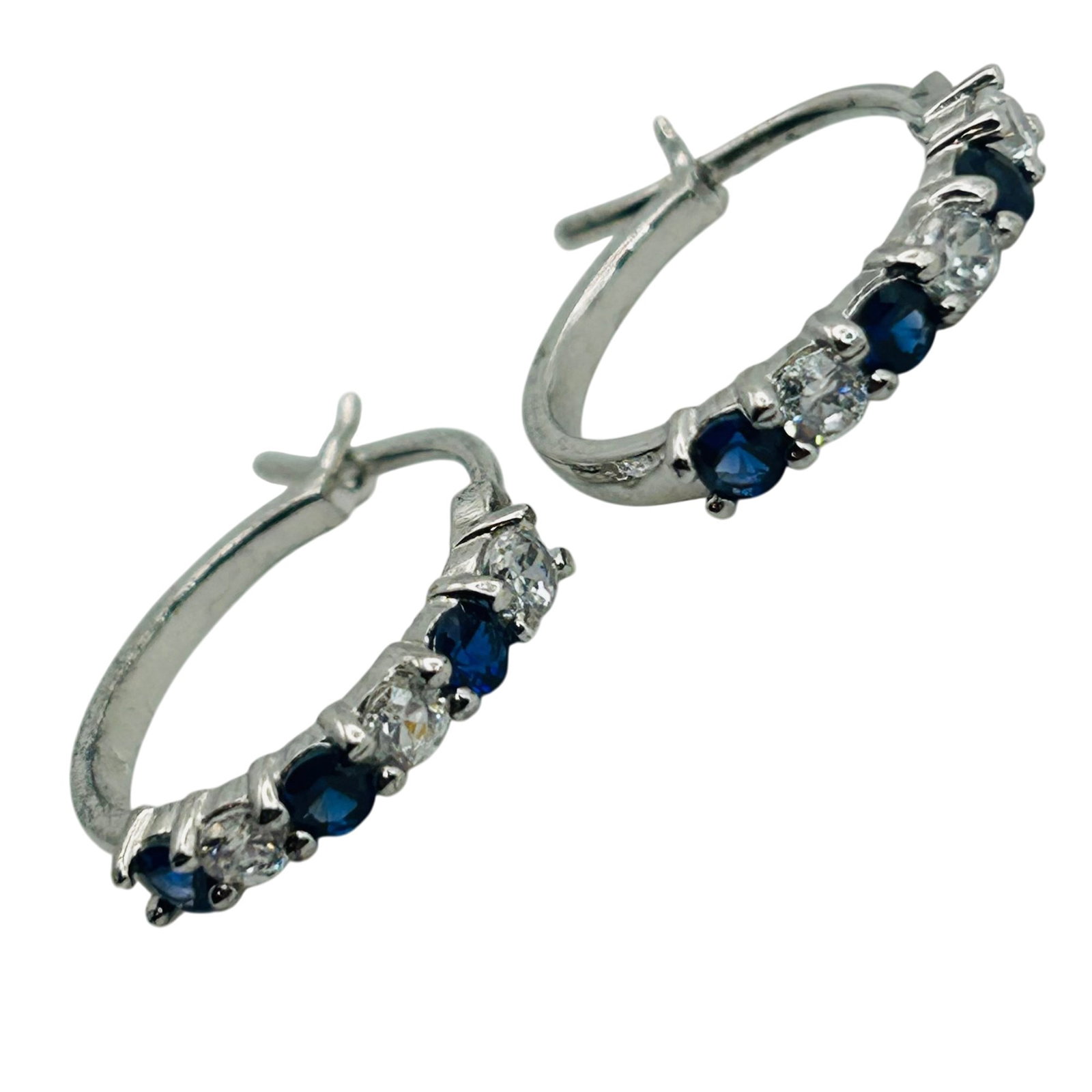Sterling Topaz Cubic Zirconia Hoop Earrings: Sterling topaz cubic zirconia hoop earrings. 2.30g