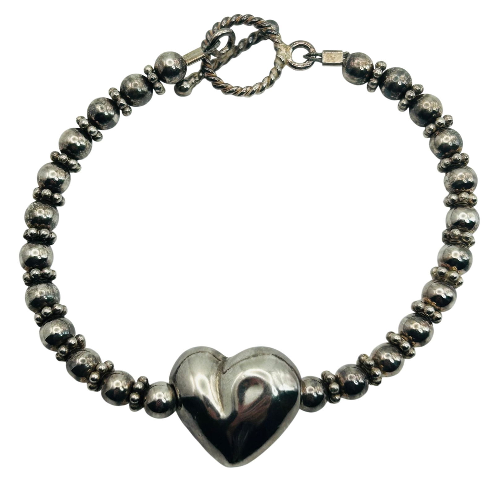 Sterling Bead Chain Toggle Clasp Bracelet: Sterling bead chain toggle clasp bracelet. 10.40g