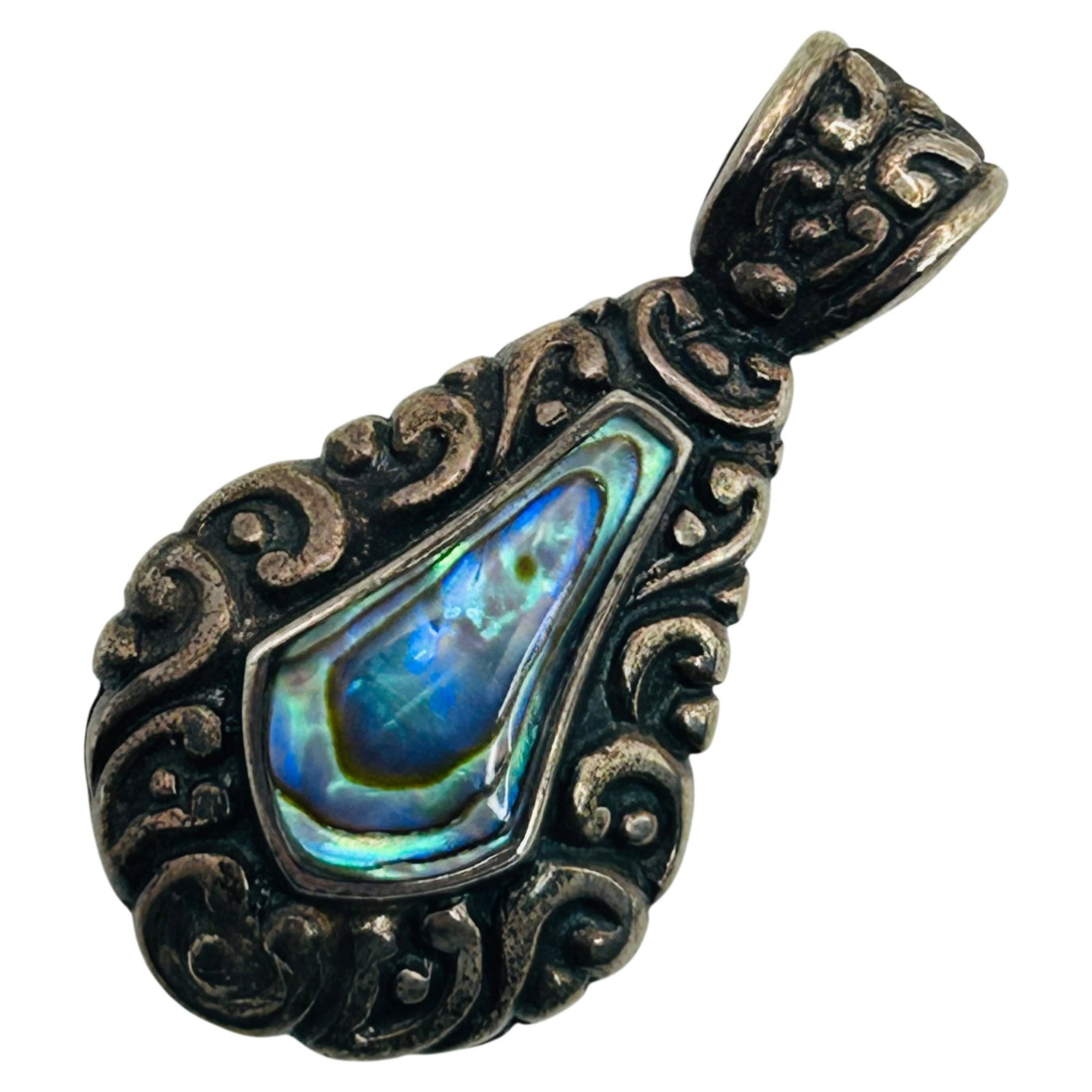 FAS Sterling Abalone Pendant: FAS Sterling abalone pendant. 5.40g