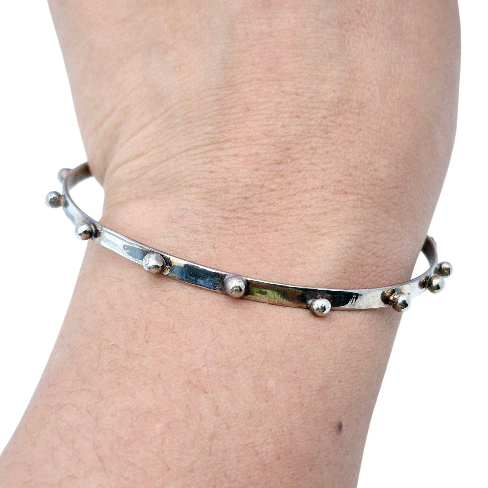 Sterling Raised Dot Bangle Bracelet (1 of 5)