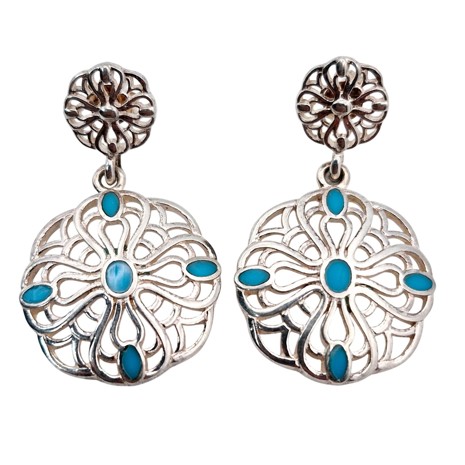 Sterling Floral Design Dangle Stud Earrings (1 of 4)