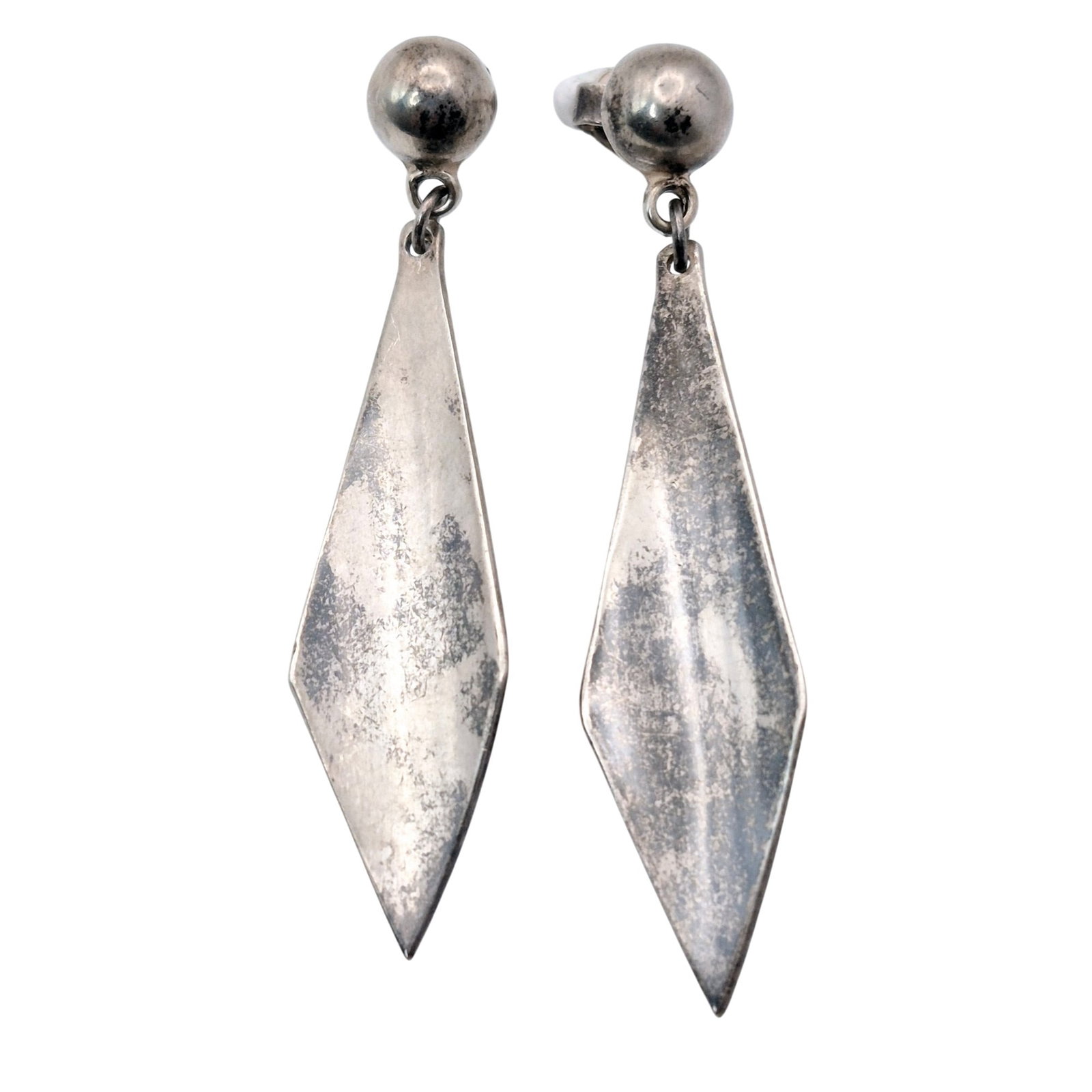 Sterling Modernist Long Dangle Stud Earrings (1 of 5)