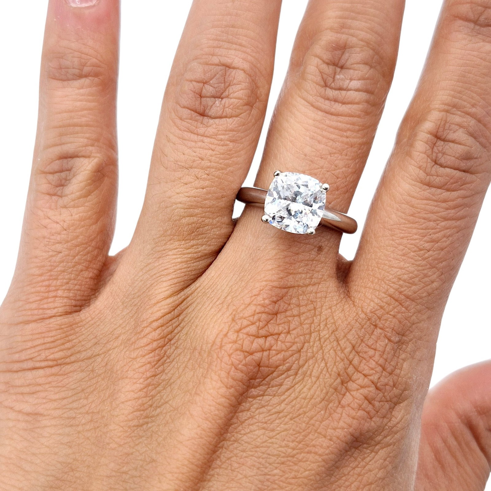 Sterling Rhinestone Solitaire Ring Size 8 (1 of 6)