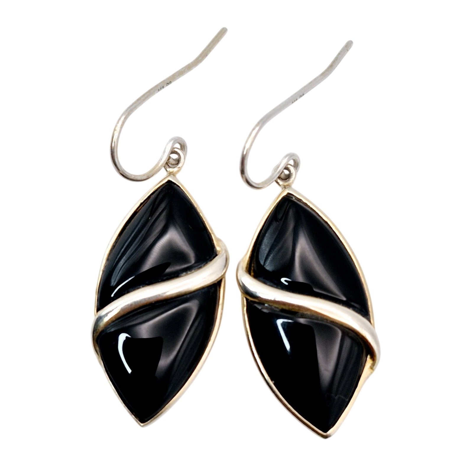 LUC Sterling Marquise Black Stone Dangle Earrings (1 of 6)
