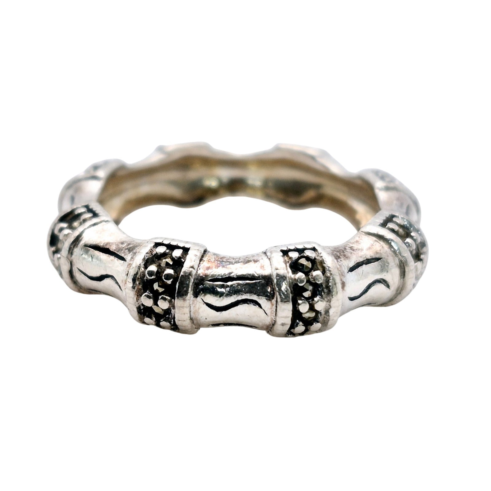 Signed Sterling Dotted Band Ring Size 6 (1 of 5)