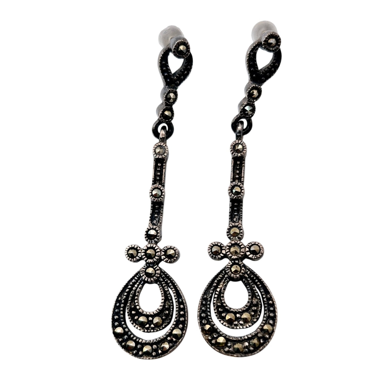 NF Sterling Marcasite Drop Earrings (1 of 5)