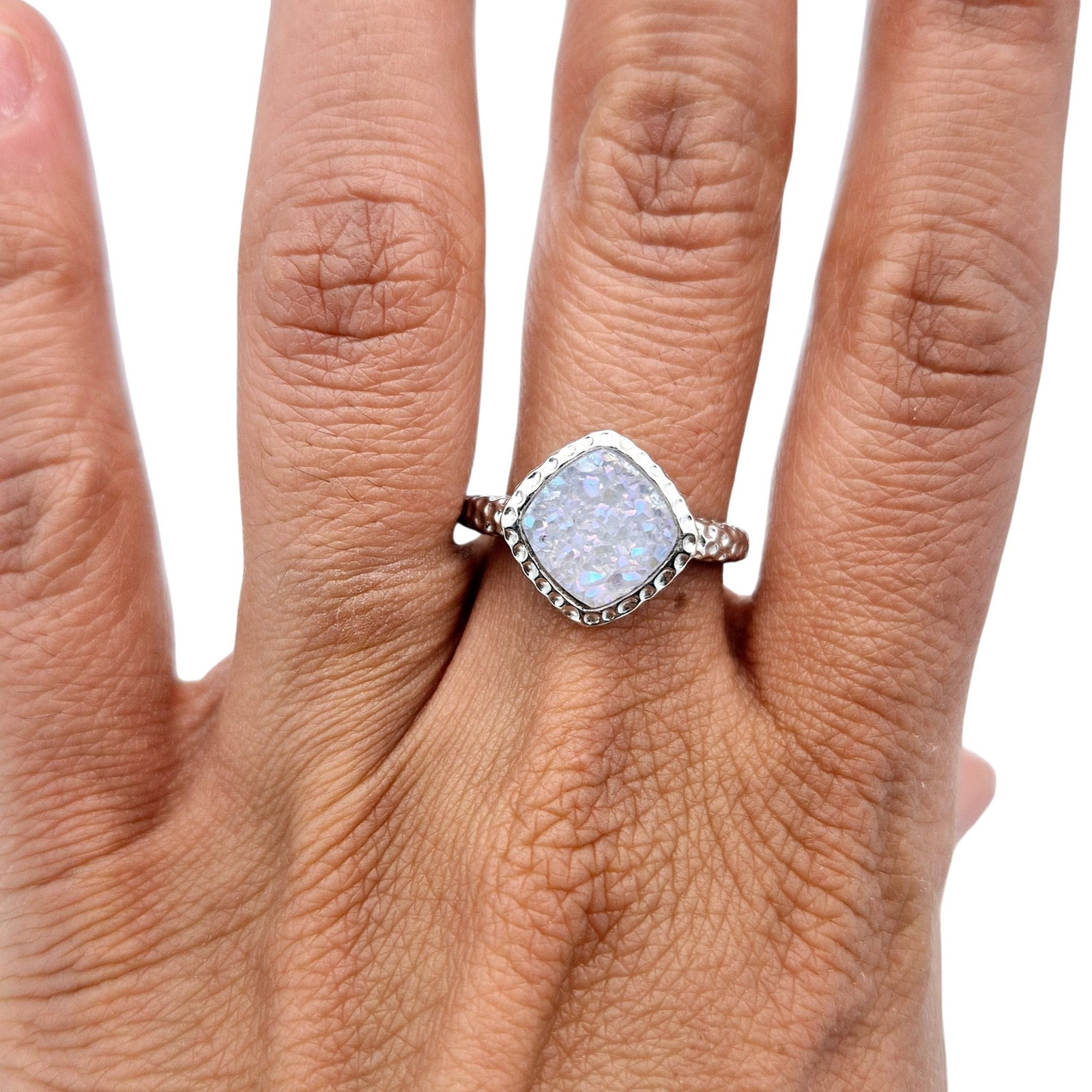 FD Sterling Druzy Quartz Solitaire Ring Size 9 (1 of 7)