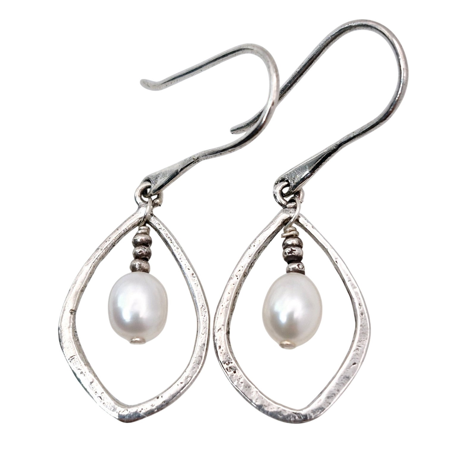 Sterling Pearl Open Teardrop Dangle Earrings (1 of 4)