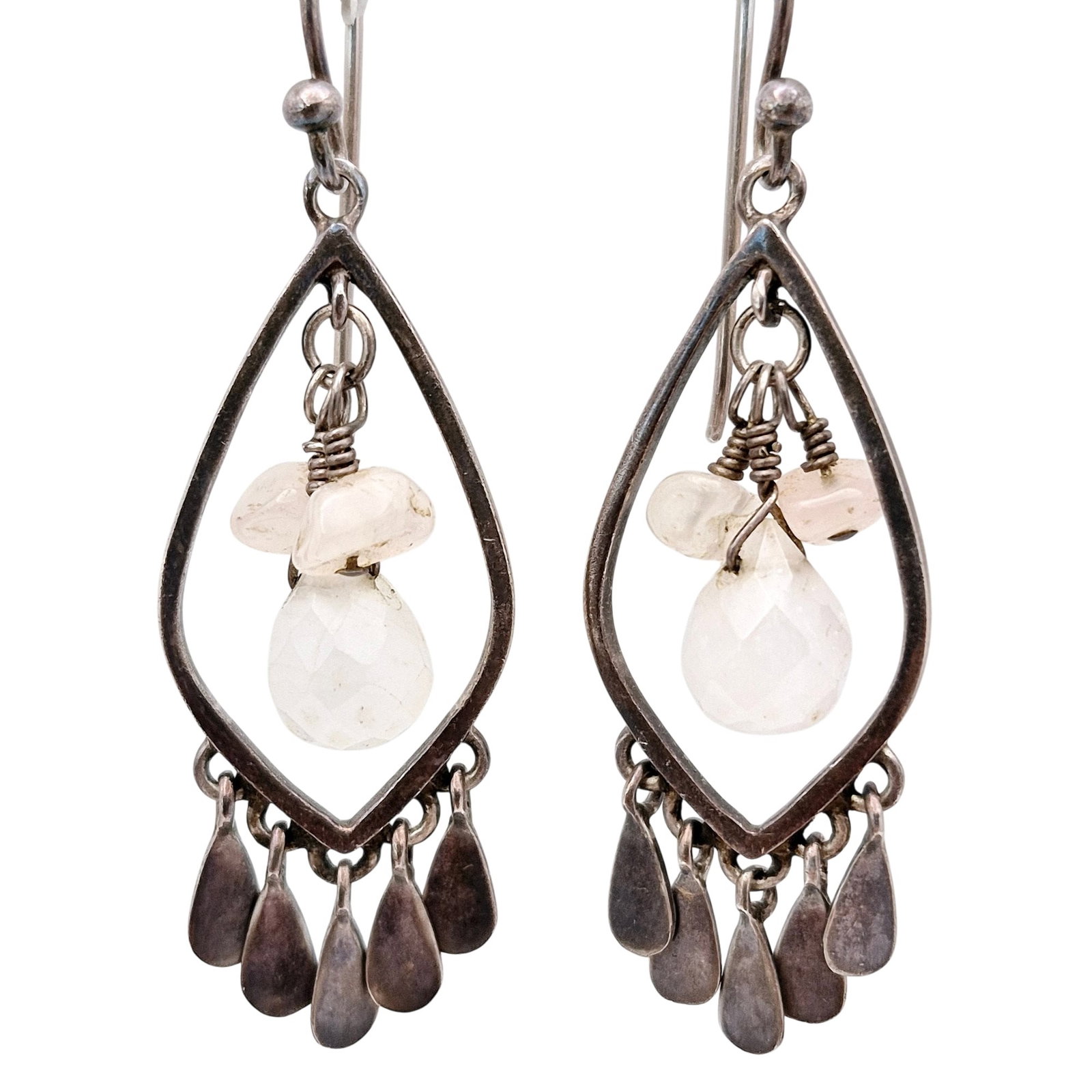 Sterling Quartz Teardrop-shaped Frame Dangle Earrings (1 of 5)