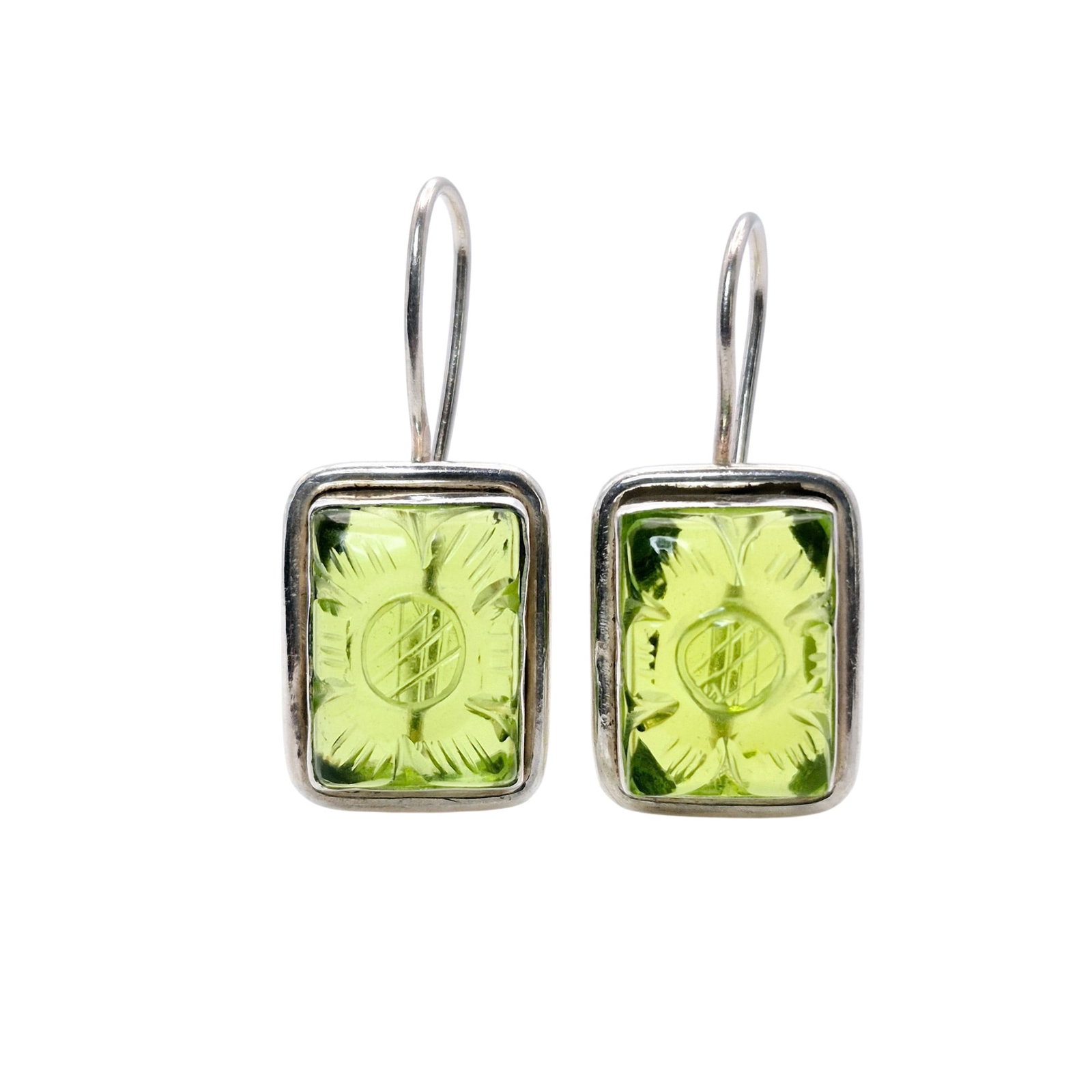 Sterling Green Stone Drop Earrings (1 of 5)