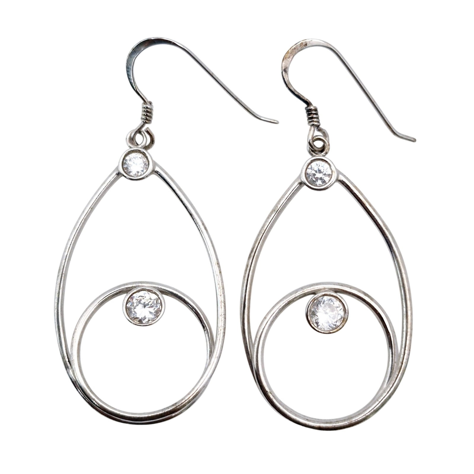 Sterling Cubic Zirconia Open Teardrop Dangle Earrings (1 of 4)