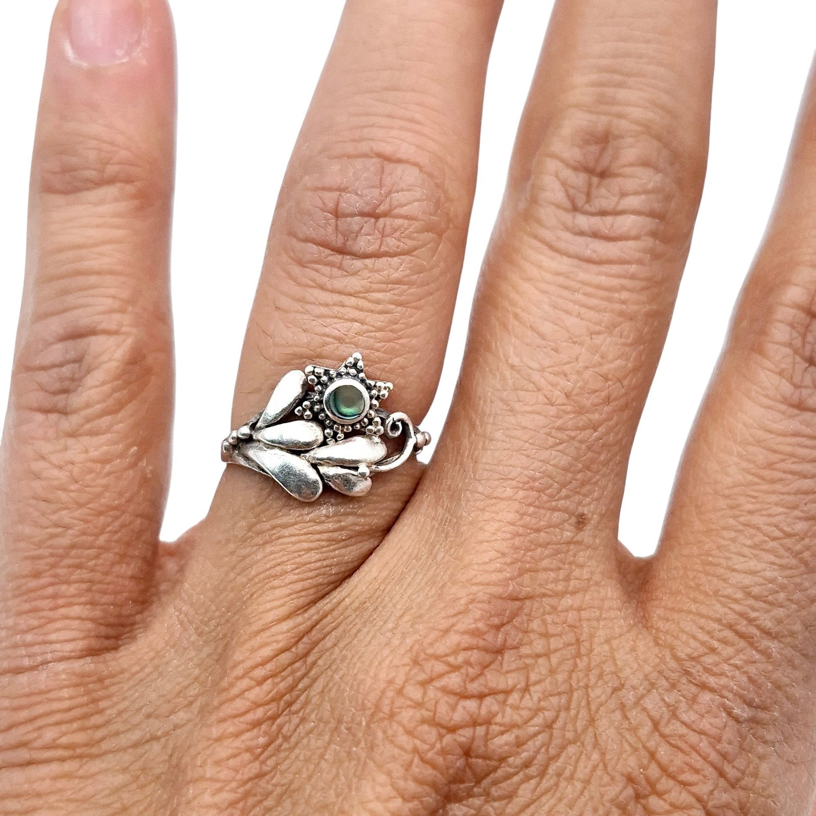 Sterling Abalone Star Detail Statement Ring Size 5 (1 of 6)