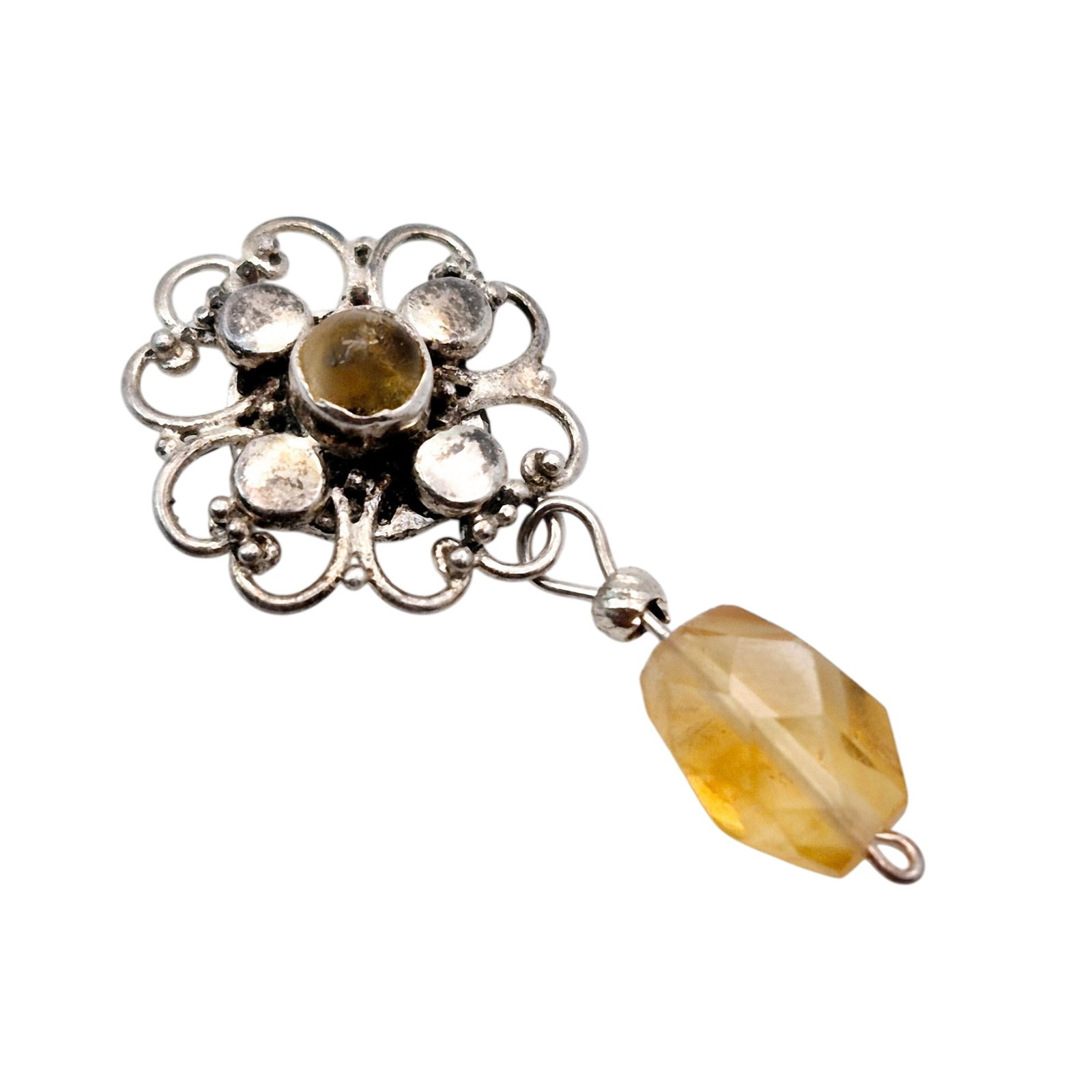 Sterling Citrine Floral Pendant (1 of 4)