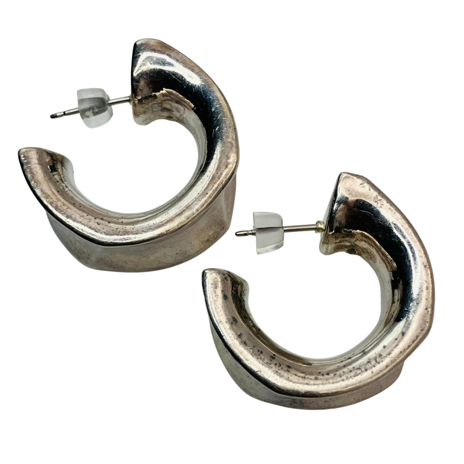Sterling Textured C Hoop Earrings (1 of 5)