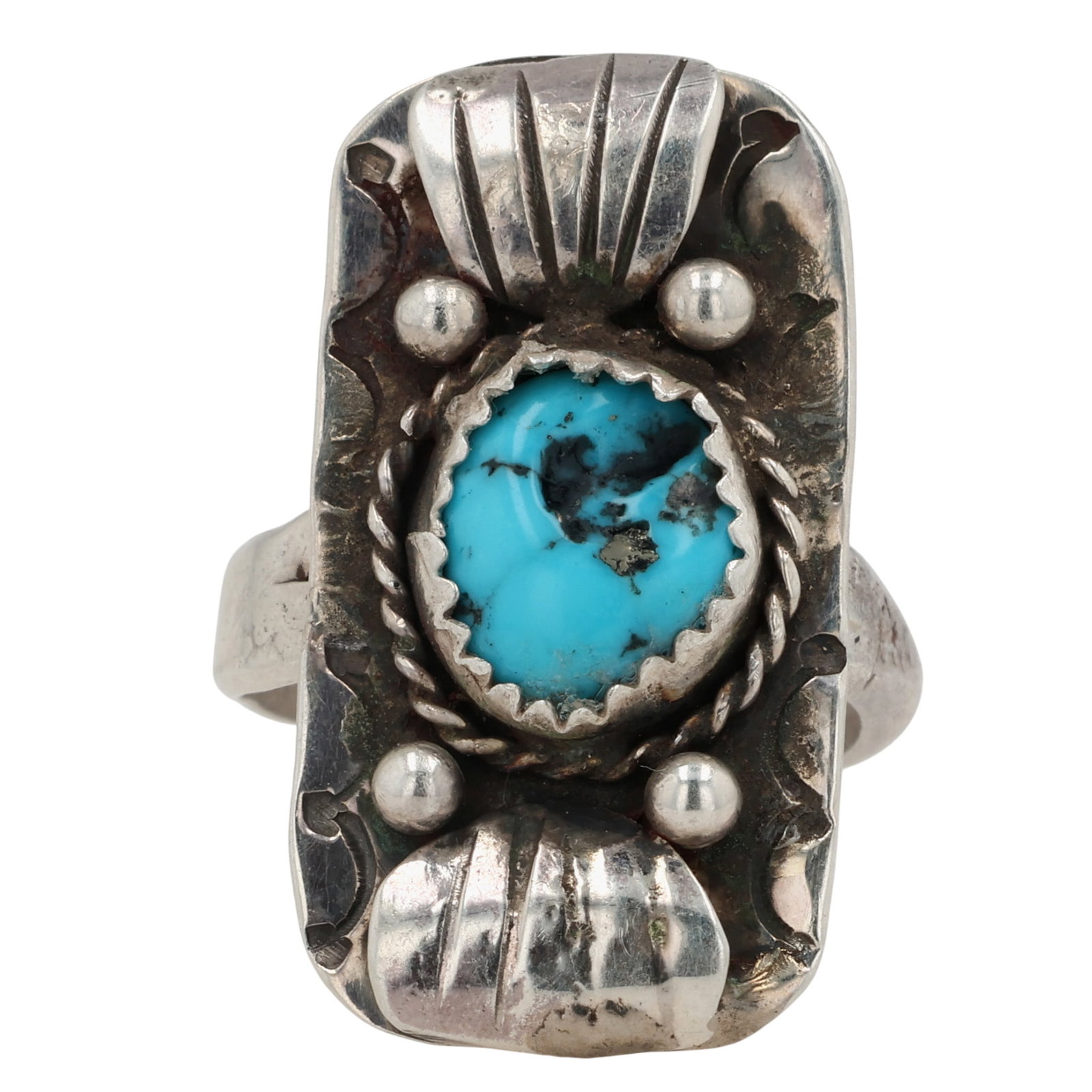 Vintage Navajo Sterling Turquoise Ring Sz 6 (1 of 7)