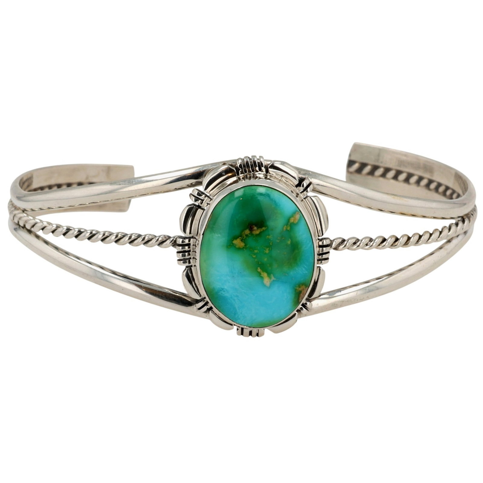 Norvin Johnson Navajo Sterling Sonoran Gold Turquoise Cuff Bracelet (1 of 7)