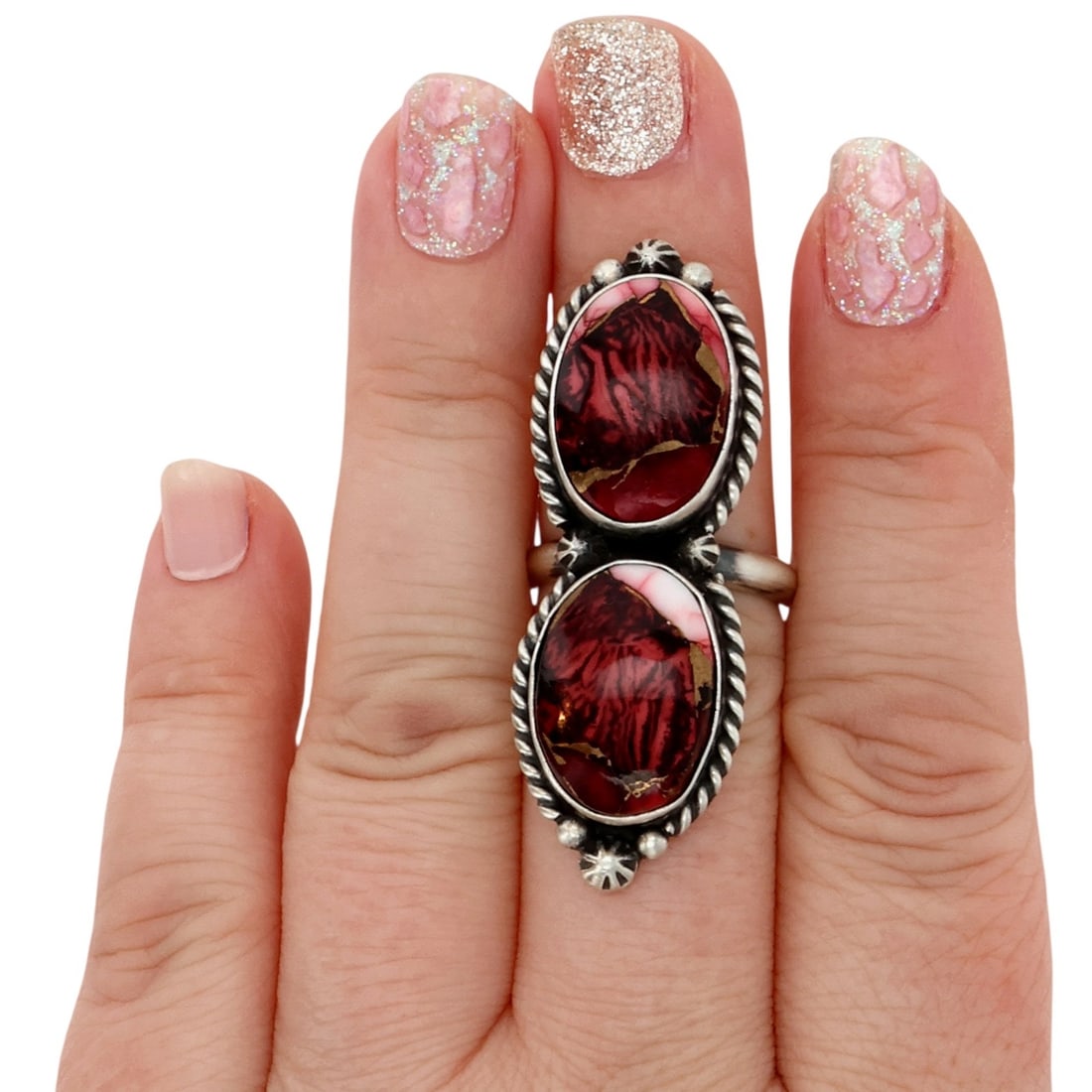 Eugene Belone Navajo Sterling Dahlia Rose Ring Sz 7.75 (1 of 8)