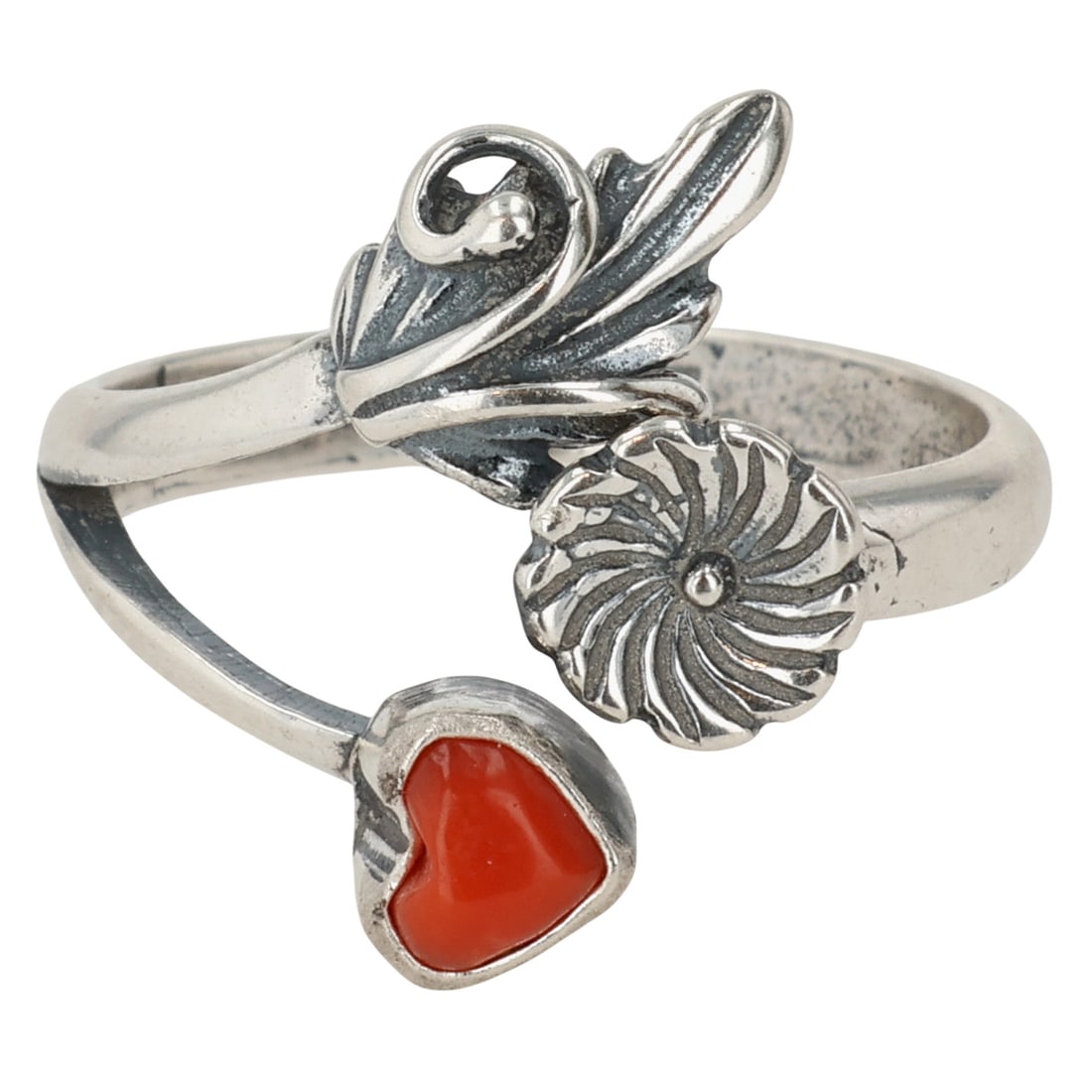 Ronald Lee Navajo Sterling Coral Ring Sz 6.25 (1 of 7)