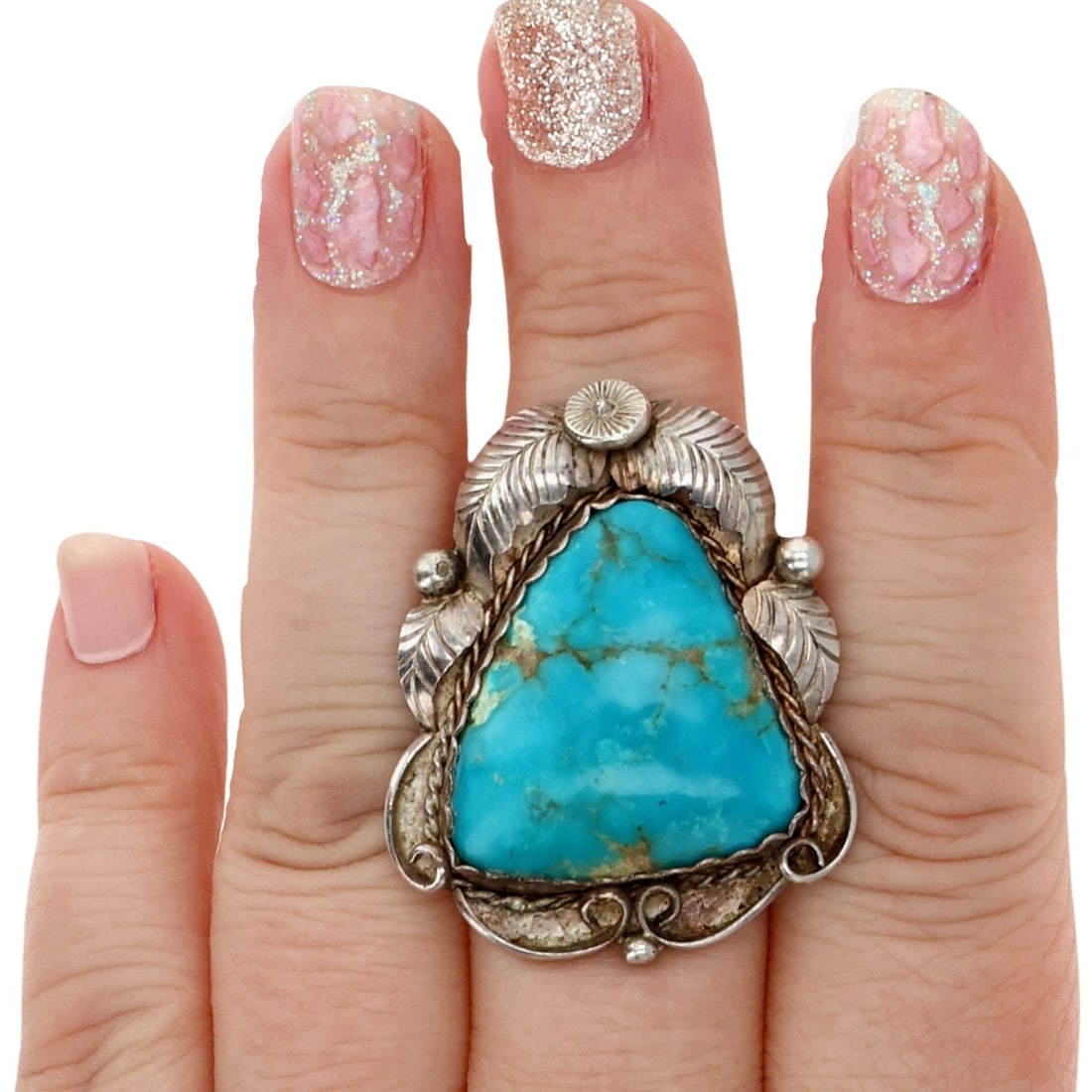 Sharon Cisco Navajo Sterling Turquoise Ring Sz 10.25 (1 of 7)