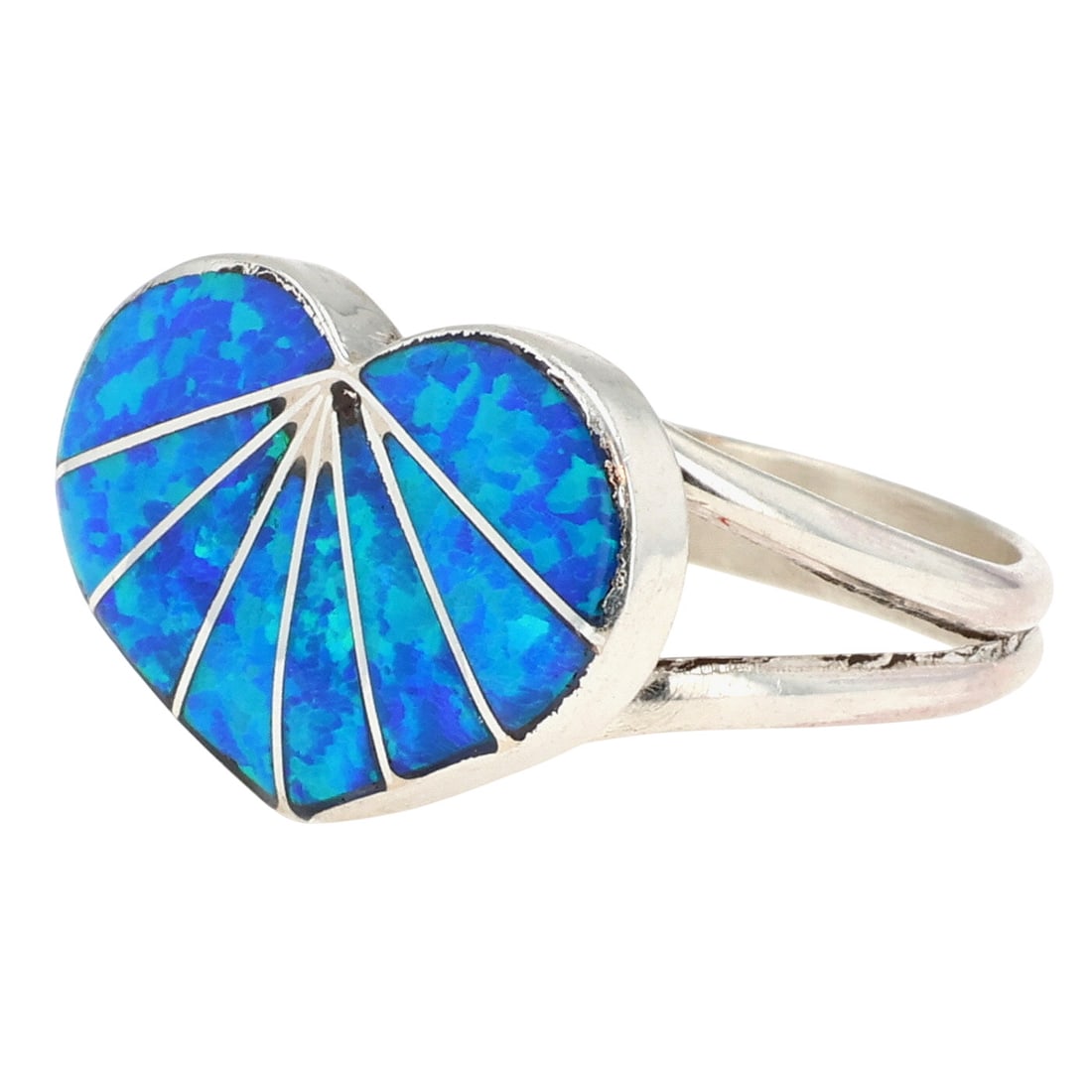 Gina Dosedo Zuni Sterling Opal Inlay Heart Ring Sz 8 (1 of 7)