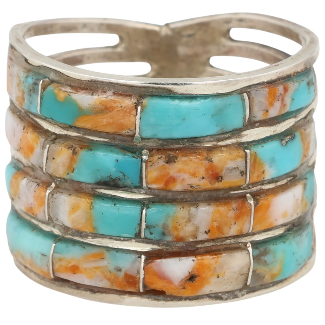 Debbie Livingston Navajo Sterling Spiny Oyster Turquoise Ring Sz 6.5 (1 of 6)