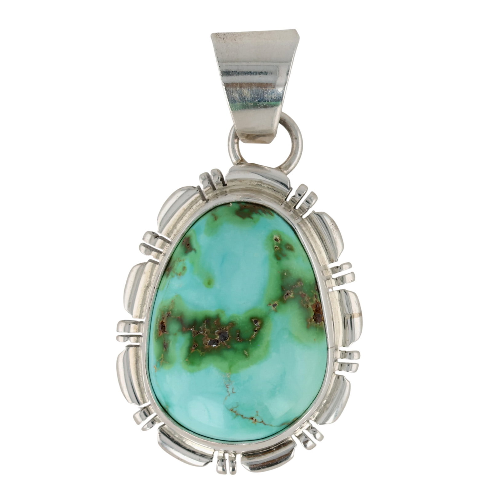 Norvin Johnson Navajo Sterling Sonoran Gold Turquoise Pendant (1 of 4)