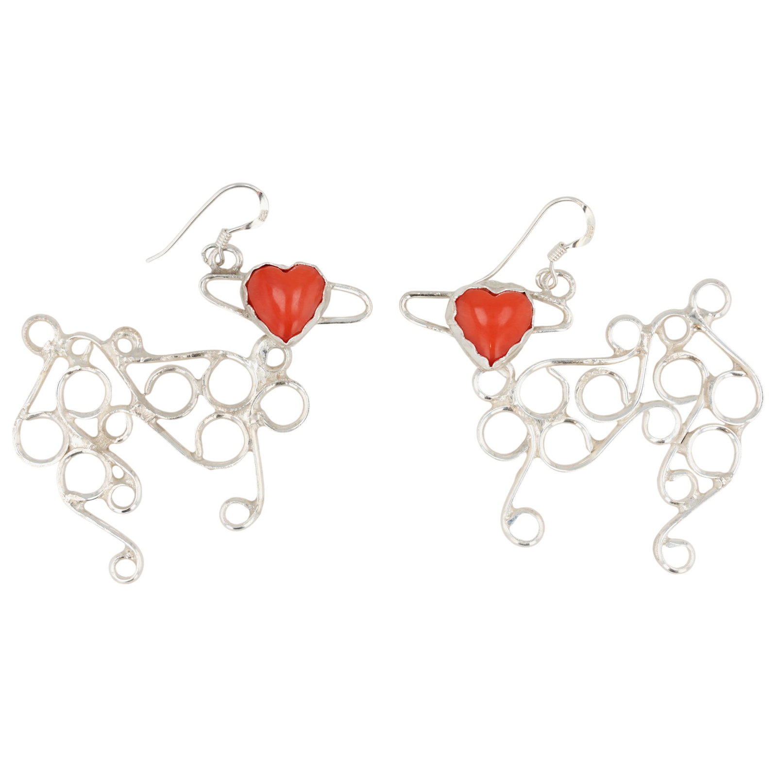 Raymond Toh Navajo Sterling Coral Lamb Earrings (1 of 3)