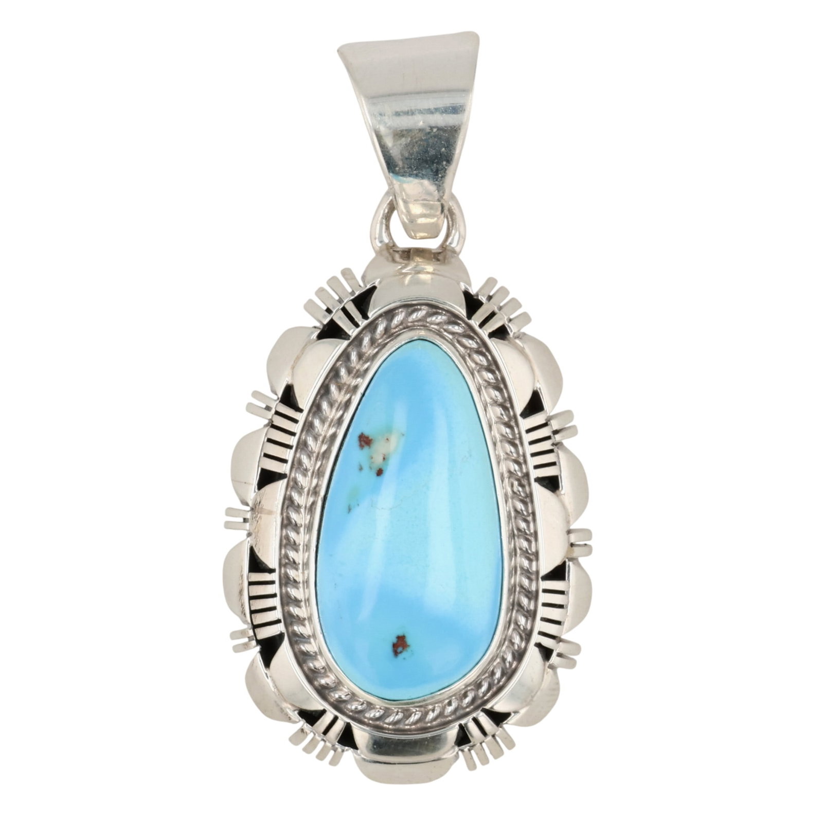 Larry Yazzie Navajo Sterling Golden Hills Turquoise Pendant (1 of 4)
