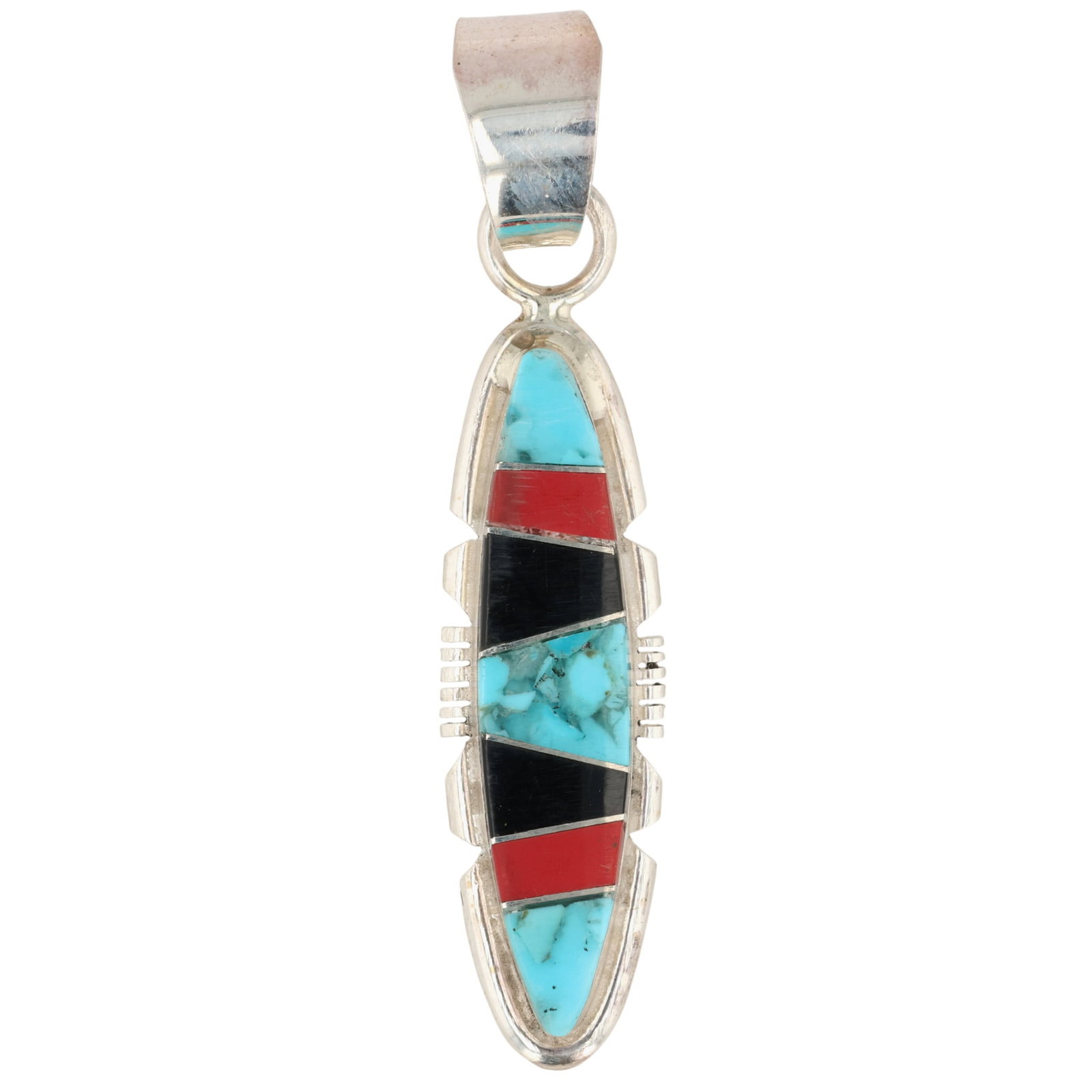 Brandon Etsitty Navajo Sterling Multi-Stone Inlay Pendant (1 of 4)