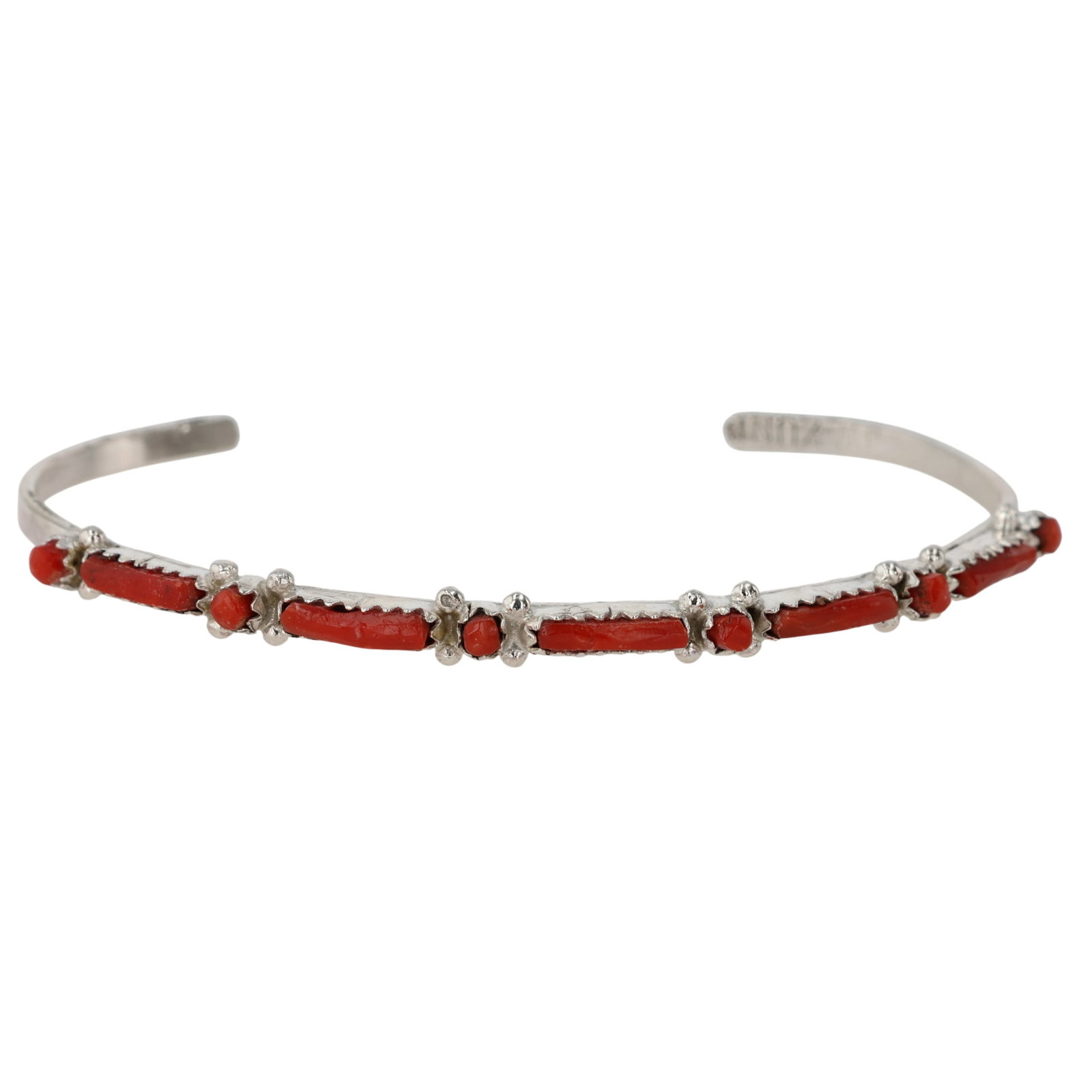 JW Zuni Sterling Coral Cuff Bracelet (1 of 6)