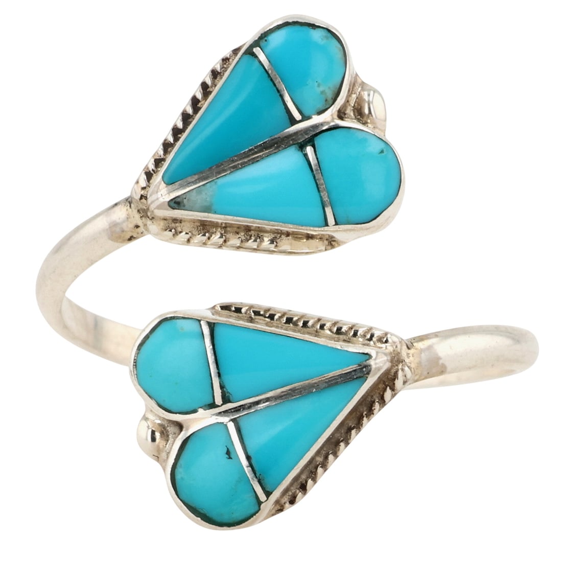 Velda Nastacio Zuni Sterling Kingman Turquoise Inlay Ring Sz 8.5 (1 of 8)