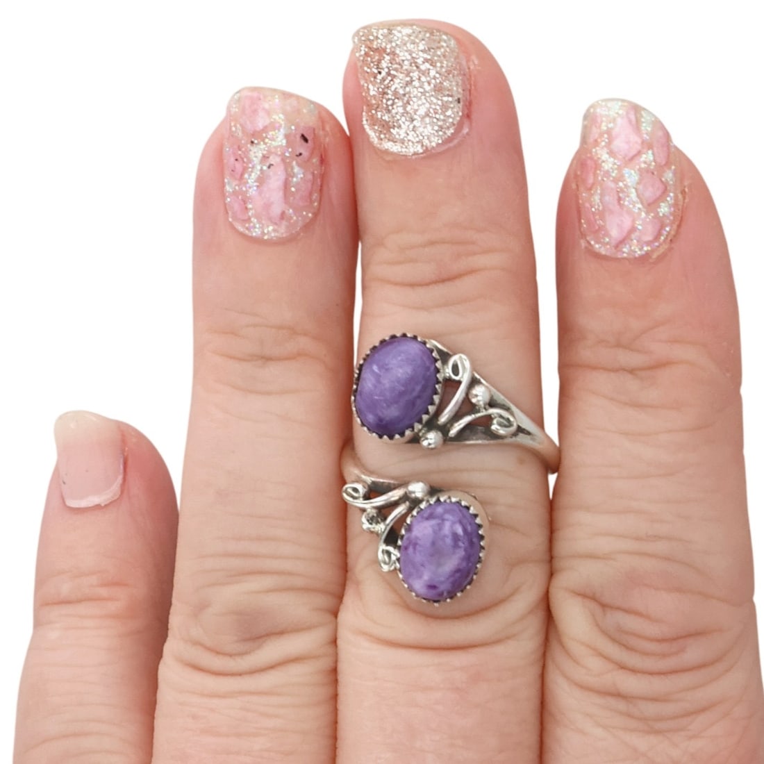 Antoinette Martinez Navajo Sterling Charoite Adjustable Ring (1 of 7)