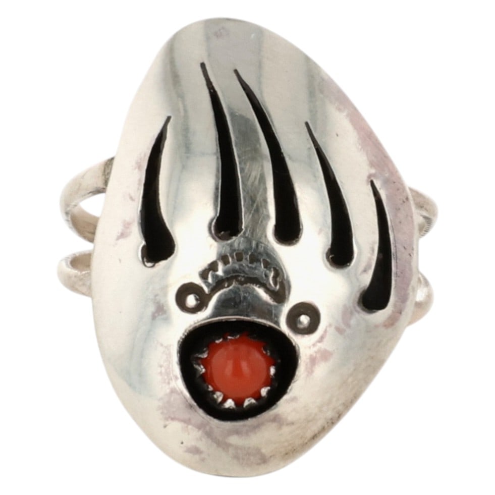Erwin Begay Navajo Sterling Coral Ring Sz 8.25 (1 of 7)