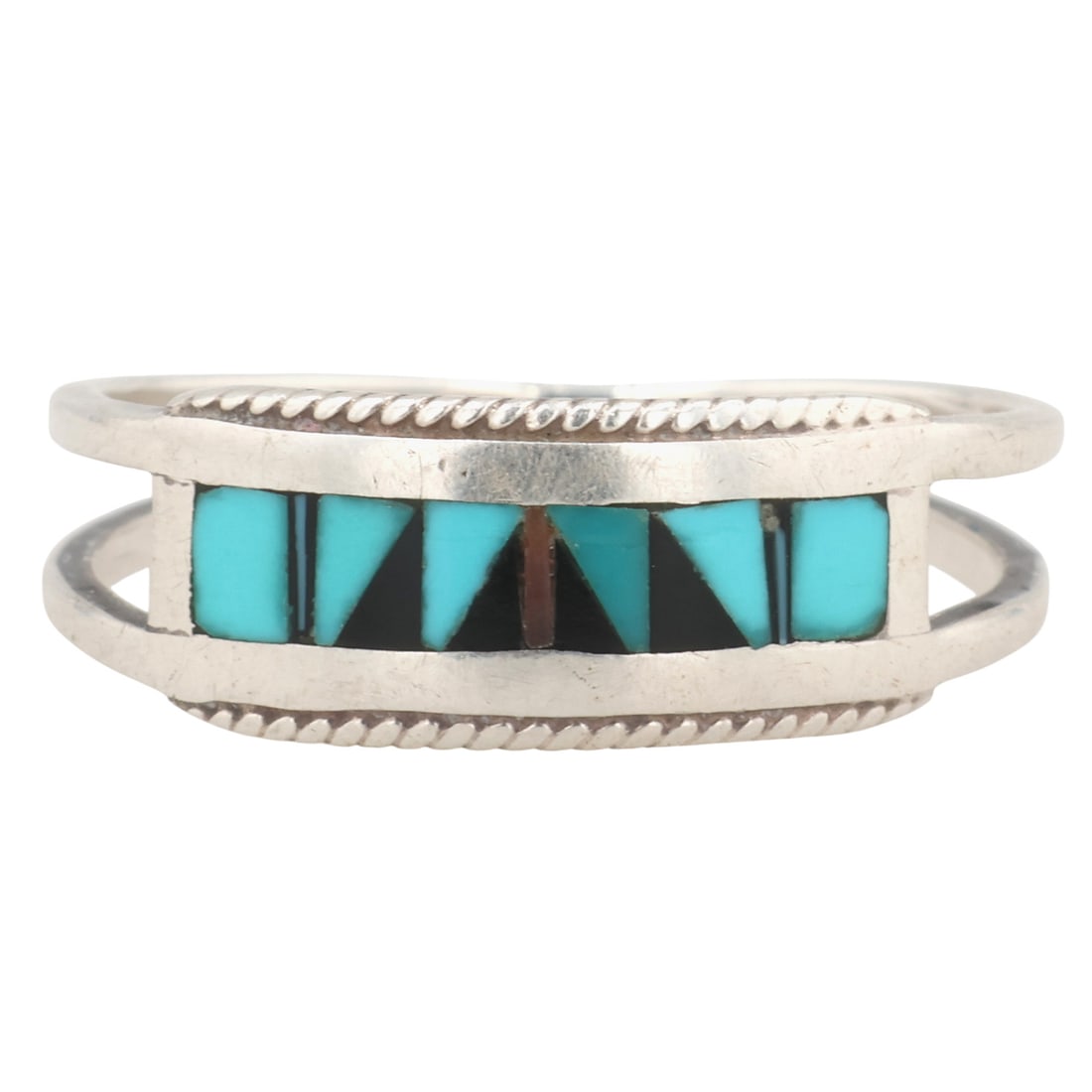 Rachel Weakkee Zuni Sterling Turquoise Onyx Inlay Ring Sz 9 (1 of 7)