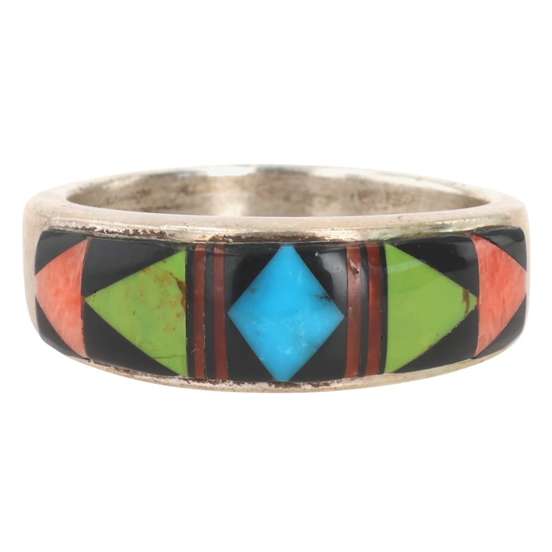 Allen Tolino Navajo Sterling Multi-Stone Ring Sz 11.25 (1 of 7)