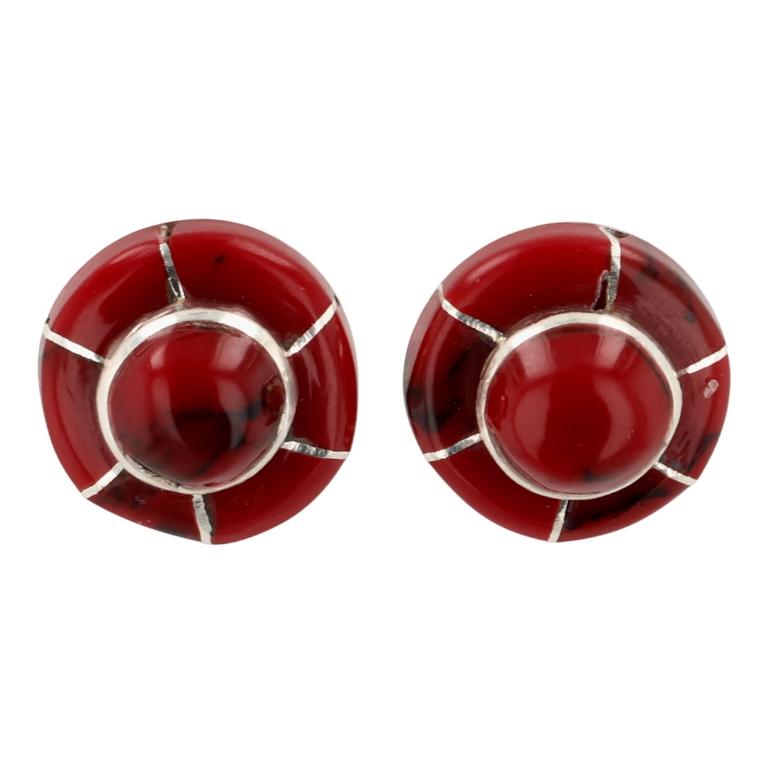 Fred Manuelito Navajo Sterling Jasper Earrings (1 of 4)