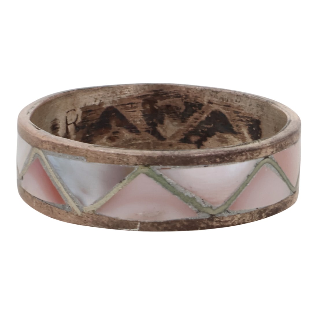 Roger Morgan Navajo Sterling Mother of Pearl Ring Sz 8 (1 of 7)