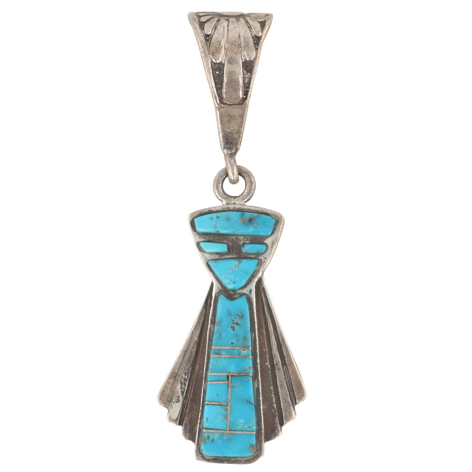 Victor Thompson Navajo Sterling Turquoise Inlay Pendant (1 of 3)
