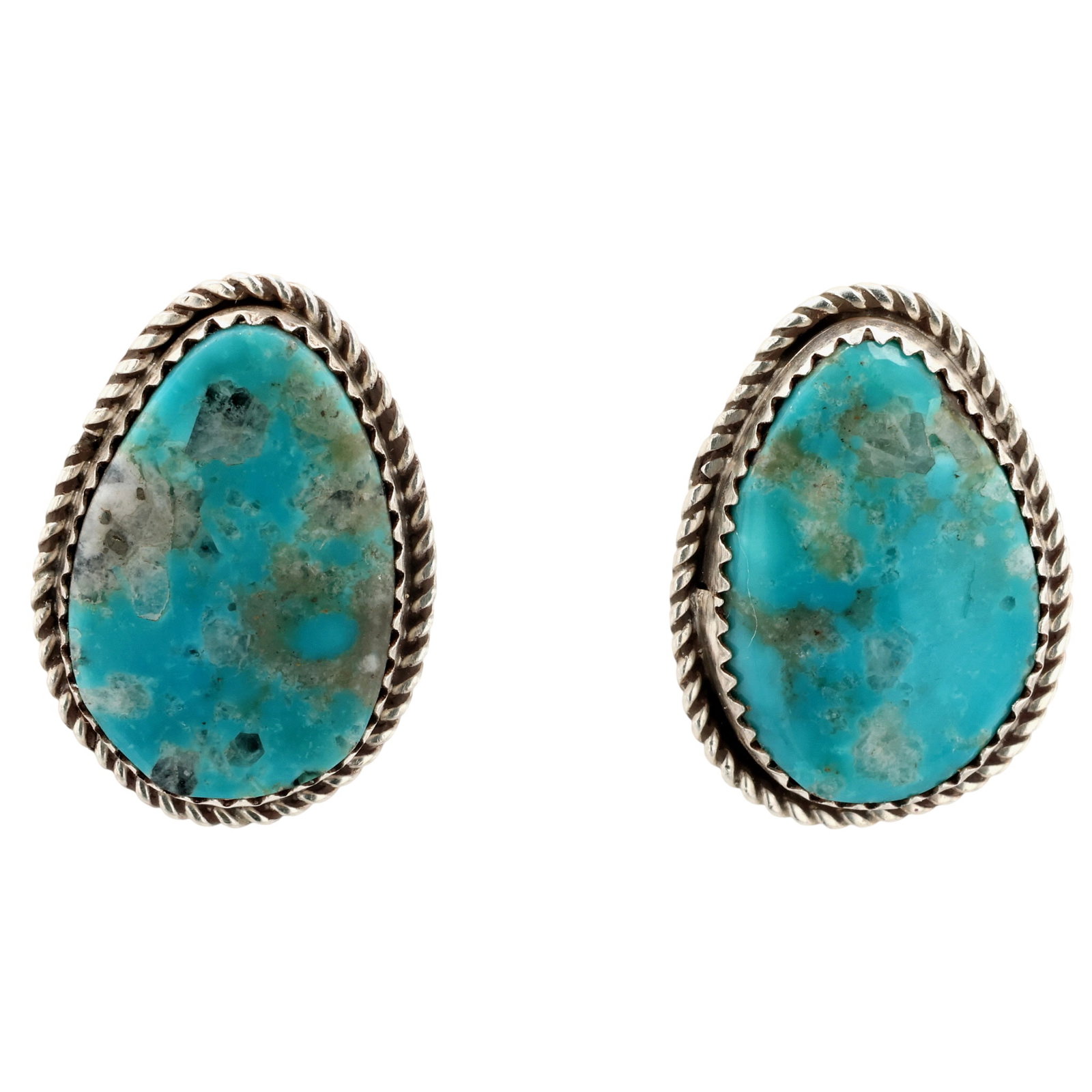 Signed Navajo Sterling Turquoise Earrings (1 of 4)