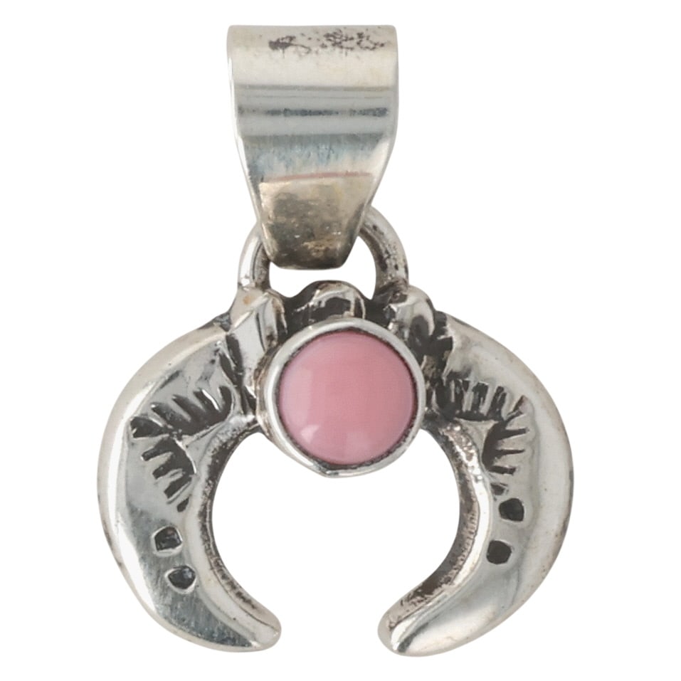 Signed Navajo Sterling Pink Conch Naja Pendant: Signed K Navajo Sterling Pink Conch Shell Naja Pendant 2g