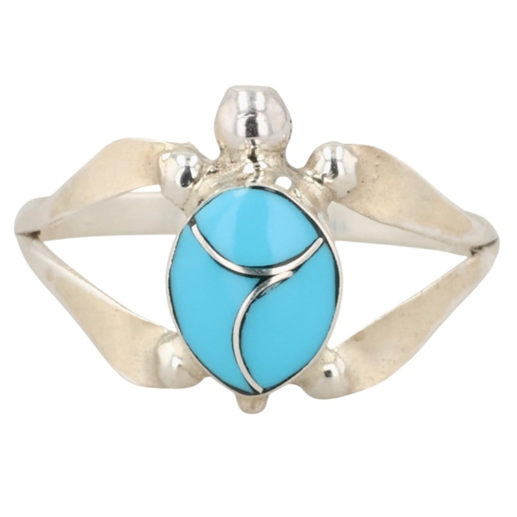 Verona Waikawa Zuni Sterling Turquoise Turtle Ring Sz 6.5: Verona Waikawa Zuni Sterling Turquoise Turtle Ring 1.5g Sz 6.5