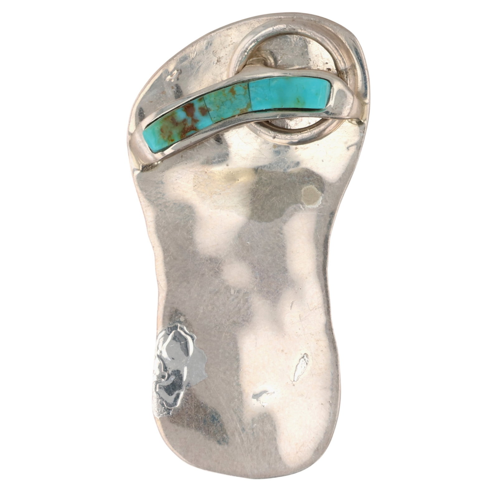 Melvin Francis Navajo Sterling Turquoise Flip Flop Pendant (1 of 4)