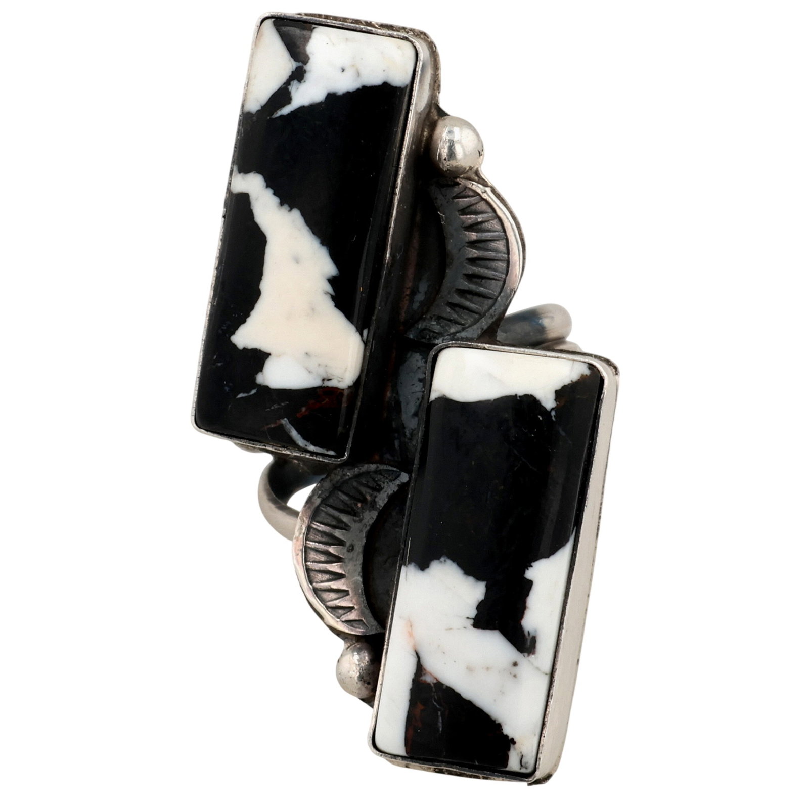 Tia Long Navajo Sterling White Buffalo Turquoise Adjustable Ring (1 of 6)