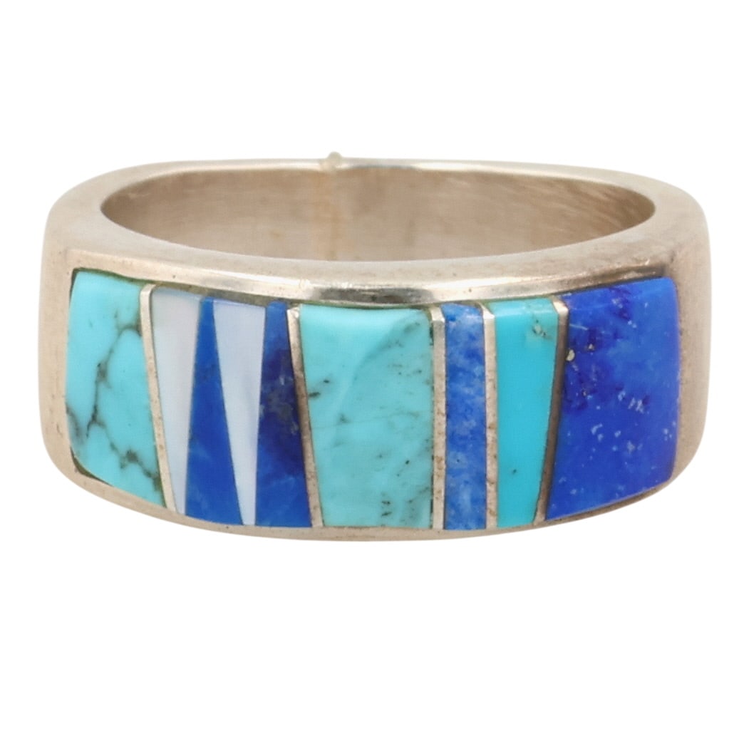Valerie Yazzie Navajo Sterling Multi-Stone Inlay Ring Sz 5.5 (1 of 7)