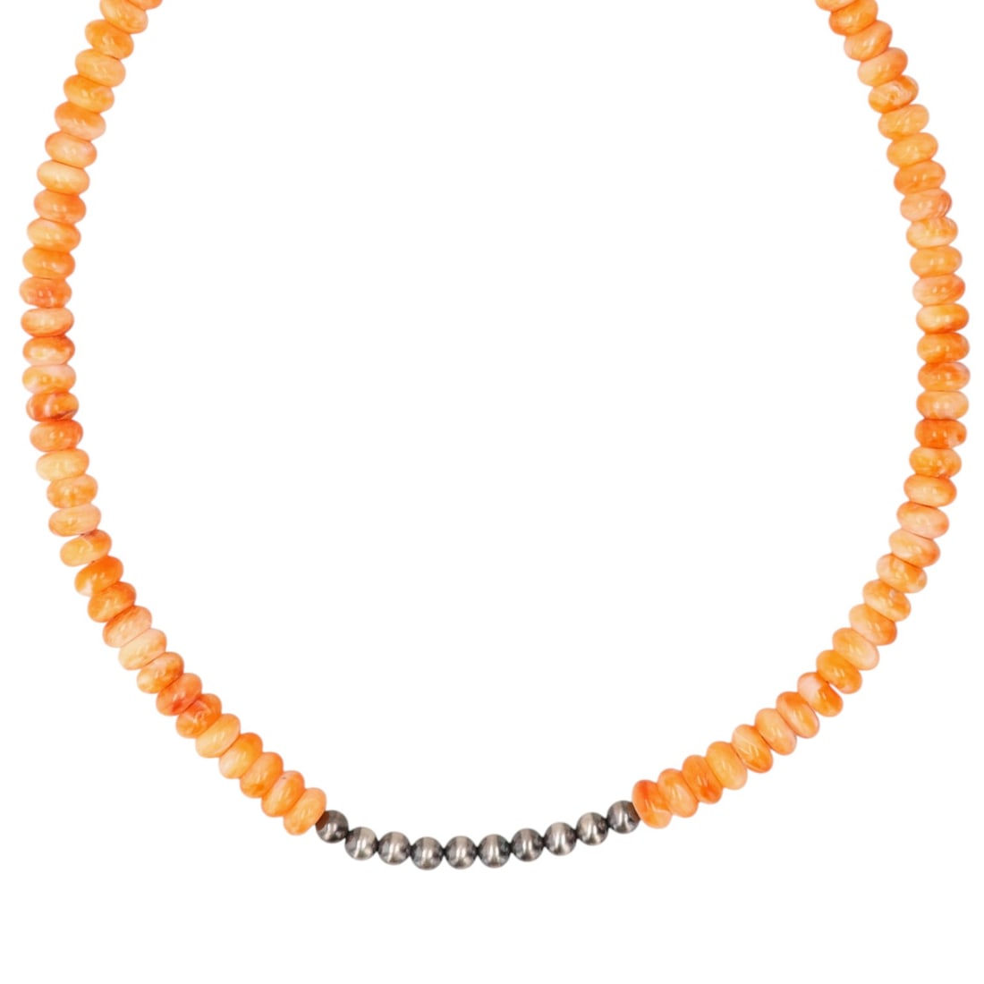 Navajo Sterling Spiny Oyster Bead Necklace (1 of 6)