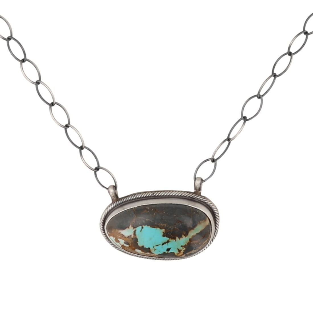 Antoinette Martinez Navajo Sterling Blackjack Turquoise Necklace (1 of 6)