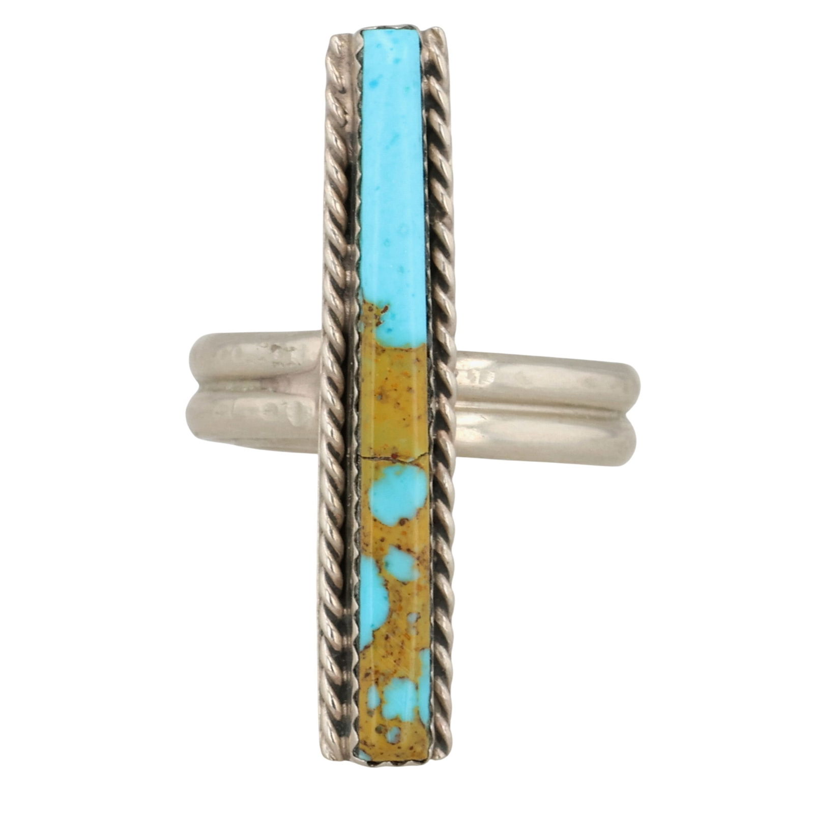 Vintage Signed Navajo Sterling Turquoise Adjustable Ring (1 of 7)