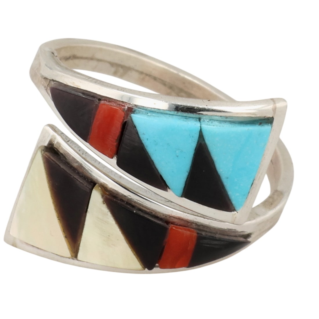 Tammie Qualo Zuni Sterling Multi-Stone Inlay Wrap Ring (1 of 7)