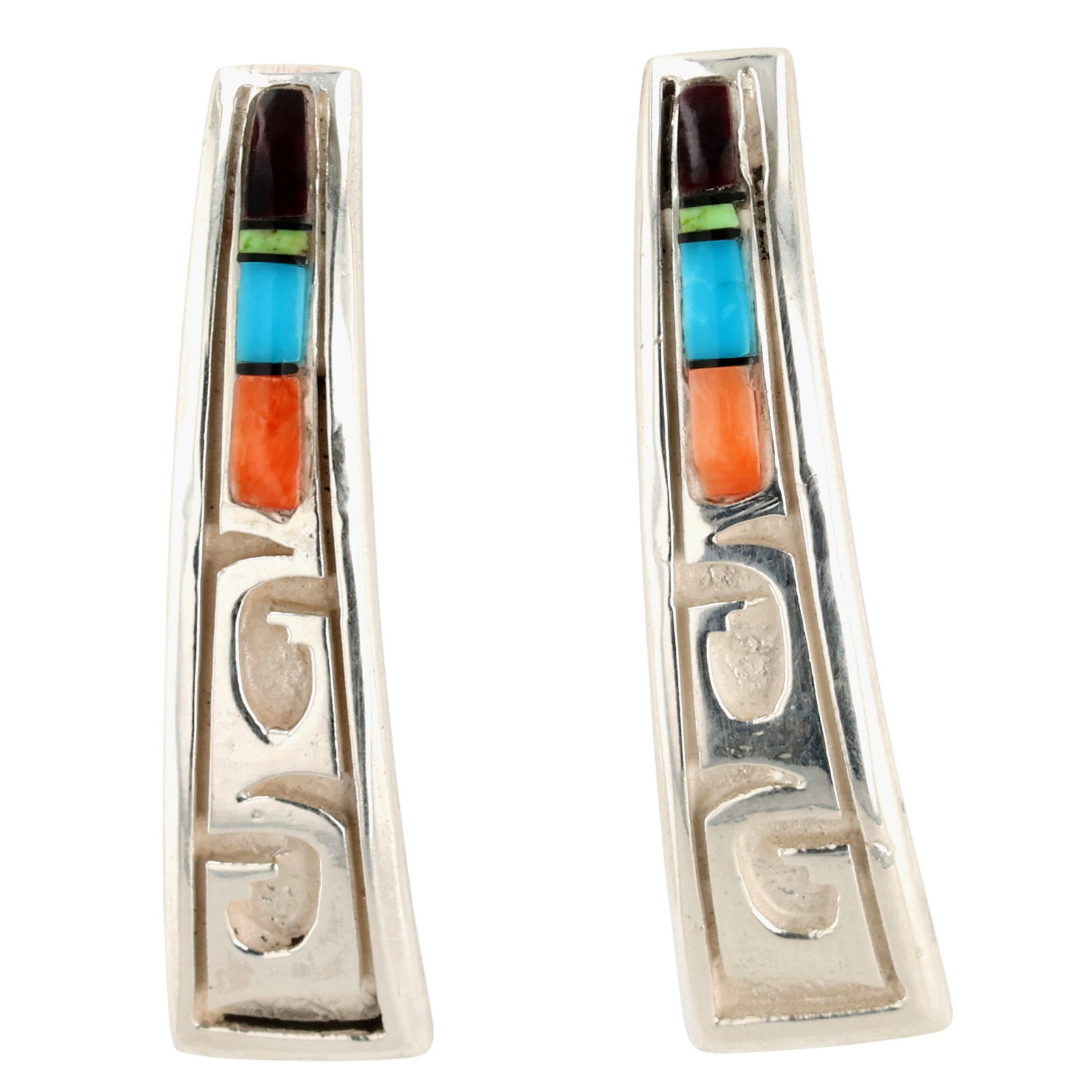 Grace Hale Navajo Sterling Multi-Stone Inlay Earrings (1 of 4)