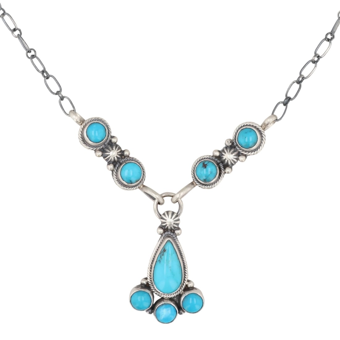 Verley Betone Navajo Sterling Kingman Turquoise Necklace (1 of 6)